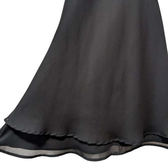 Vintage Molly Malloy Evening Women Sz 10 Black Velvet Chiffon Bow Cocktail Dress - Picture 6 of 8